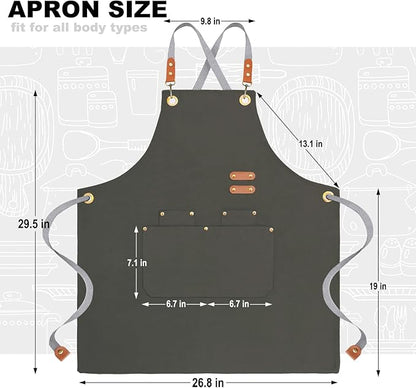 BeLuyi chef apron bib tool apron for man woman cross back straps with 4 pockets for kitchen cooking gardening baking working - Image 2