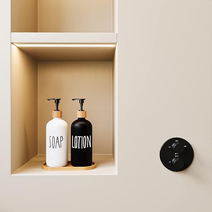 Glass Lotion Dispenser,Refillable Matte Black Hand Lotion Dispenser Suitable for Bedroom,Body or Hand Lotion Bottle Rustic Bedroom Decor - Image 3