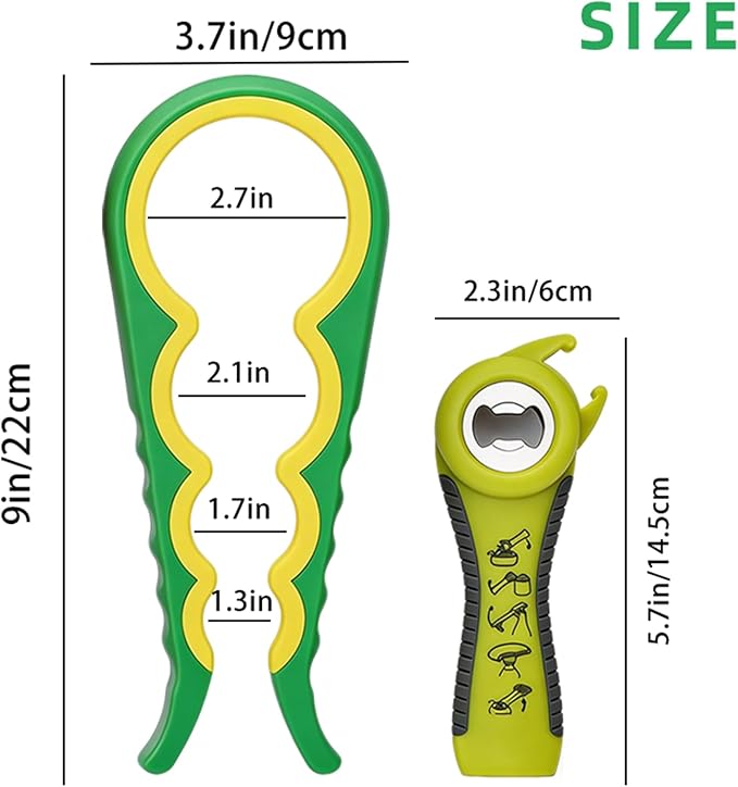 Jar Opener for Seniors with Arthritis,Jar Opener for Weak Hands,5-in-1 Bottle Opener,4-in-1 Can Opener - Image 2