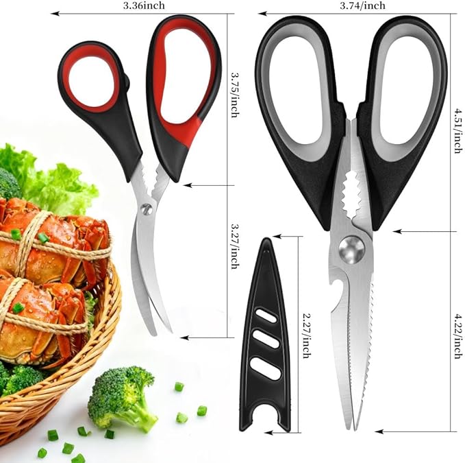 All Purpose Kitchen Shears with Protective Sheath, Heavy Duty 3 Pack Kitchen Scissors with Serrated Blade, Stainless Steel Cooking Scissors for Poultry, Food, Vegetables - Image 2