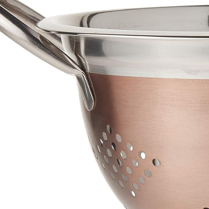 EURO-WARE High Grade Stainless Steel Colander for Pastas or Washing Fruits, Vegetables, Salads and More with Decorative Copper Finish (3 Quart)
