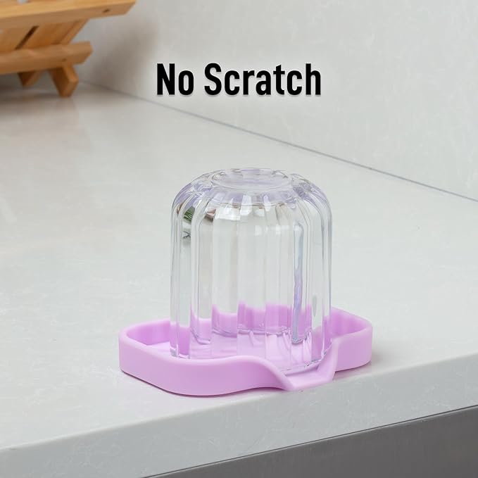 Zulay Kitchen Small Silicone Sponge Holder (4.9x3.3”) – Space-Saving Sink Organizer Tray for Sponge, Soap, Brush & More – Compact Non-Slip Dish for Kitchen & Bathroom (Lavender) - Image 6