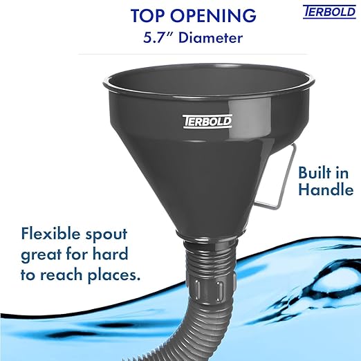 Automotive Flex Funnel with Hose | Wide Mouth Flexible Oil Funnel for Automotive Use - Gas, Transmission Fluid, Car Fuel, Oil Change (Grey) - Image 5