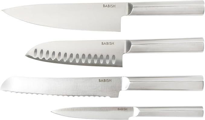 Babish 5 Piece 1.4116 German Steel Magnetic Knife Block Set Babish 5-Piece Forged Kitchen Knife Block Set – 1.4116 German Steel Cutlery with Magnetic Knife Holder – Professional Chef Knife Set