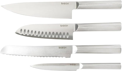 Babish 5 Piece 1.4116 German Steel Magnetic Knife Block Set Babish 5-Piece Forged Kitchen Knife Block Set – 1.4116 German Steel Cutlery with Magnetic Knife Holder – Professional Chef Knife Set