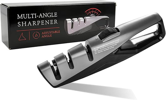 Kitchen Knife Sharpener, 5 Adjustable Sharpening Angles with Coarse & Fine, Manual sharpeners Tool for Pocket Knives