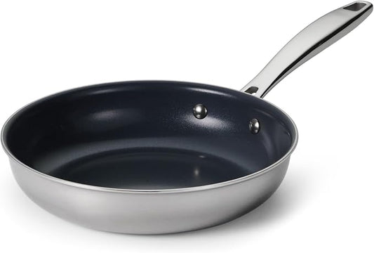 Tramontina Signature 8-Inch Tri-Ply Clad Stainless Steel Small Frying Pan with Ceramic Non Stick Interior, Induction-Ready Nonstick Skillet, Oven-Safe, Made in Brazil by Tramontina