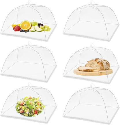 (6 Pack) Pop-Up Outside Picnic Mesh Food Covers Tent Umbrella for Outdoors and Camping Food Net Cover Keep Out Flies Mosquitoes Ideal for Parties BBQ, Reusable and Collapsible 17 x 17inches by FOOEN