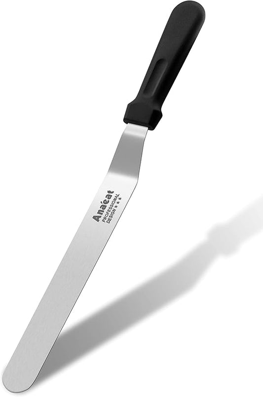 Anaeat Icing Spatula, Professional Cake Angled Offset Spatula with 12" Stainless Steel Blade - Thickened Frosting Knife with Durable Plastic Handle for Cake Decorating, Pastry & Baking by Anaeat