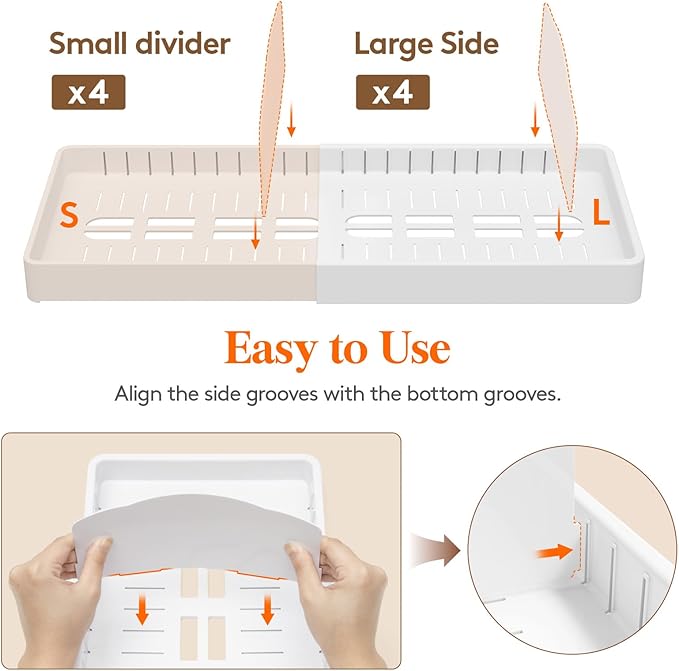 Lifewit Kitchen Cabinet Organizer for Food Contanier Lid, Expandable Lid Holder with 8 Adjustable Dividers & 9 Sections for Pantry Organizers and Storage, Home Organization, Extra Large, 13"-24" - Image 8