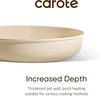 CAROTE 10" Frying Pan Set, Non-Toxic PTFE & PFOA Free Fry Pan & Omelet Pan, Compatible with Induction, Ceramic, Gas Cooktops - Image 6