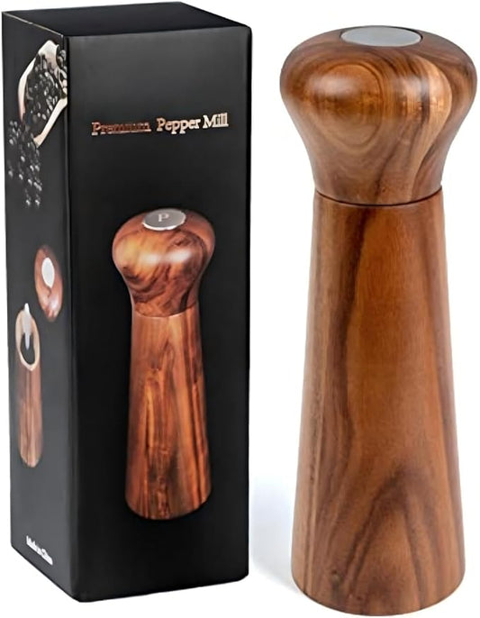 Wooden Pepper Grinder,Refillable Pepper Mill,Adjustable Pepper Shaker,Spices Mill,Ceramic Pepper Grinder Seasoning Mill,Madera Pimienta Grinder,Salt Mill Tableware Gift for for Gifting
