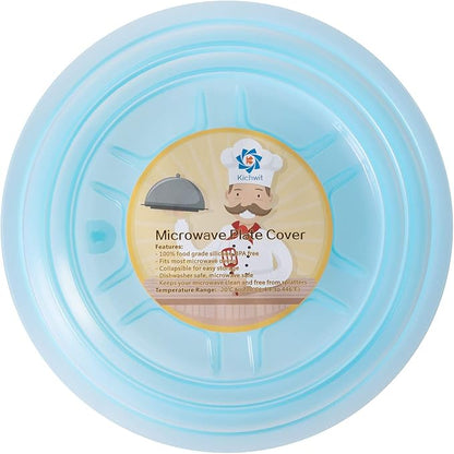 Kichwit Collapsible Silicone Microwave Plate Cover Splatter Guard, Dishwasher Safe & BPA Free, 11”, Blue