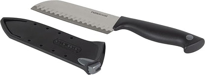 Farberware Edgekeeper 5-Inch Santoku Knife with Self-Sharpening Blade Cover, High Carbon-Stainless Steel Kitchen Knife with Ergonomic Handle, Razor-Sharp Knife, Black - Image 2