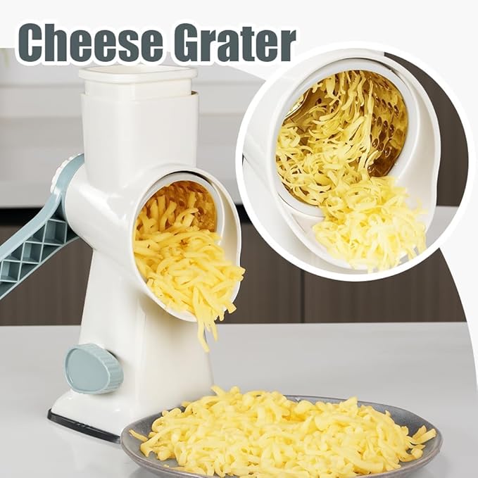 KEOUKE Rotary Cheese Grater Pro 6 in 1 - Shredder Crinkle Slicer Grinder Ice Shaver, Stable Suction, Time-saving Easy Use & Clean, Safe Morden Kitchen Tool for Cheese, Vegetable, Nuts, Chocolate - Image 6