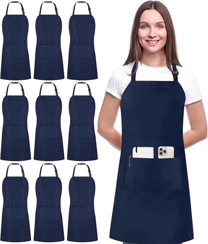 Utopia Kitchen 10 Pack Bib Apron Adjustable with 2 Pockets, Water and Oil Resistant, Cooking Kitchen Chef Apron for Women Men by UTOPIAKITCHEN