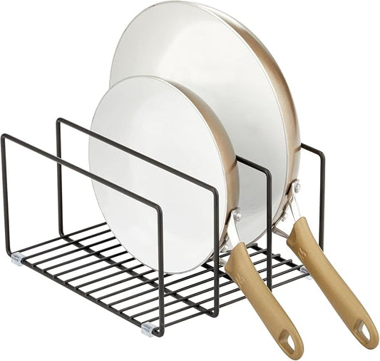 mDesign Metal Pan Organizer for Kitchen Cabinet, Counter, Pantry Shelf - 3 Slots for Baking Sheets, Muffin Pans, Cutting Boards, Frying Pans - Pan Organizer and Storage - Concerto Collection - Black by mDesign