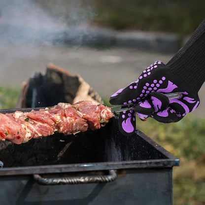 Comsmart BBQ Gloves, 1472 Degree F Heat Resistant Grilling Gloves Silicone Non-Slip Oven Gloves Long Kitchen Gloves for Barbecue, Cooking, Baking(Purple) - Image 7