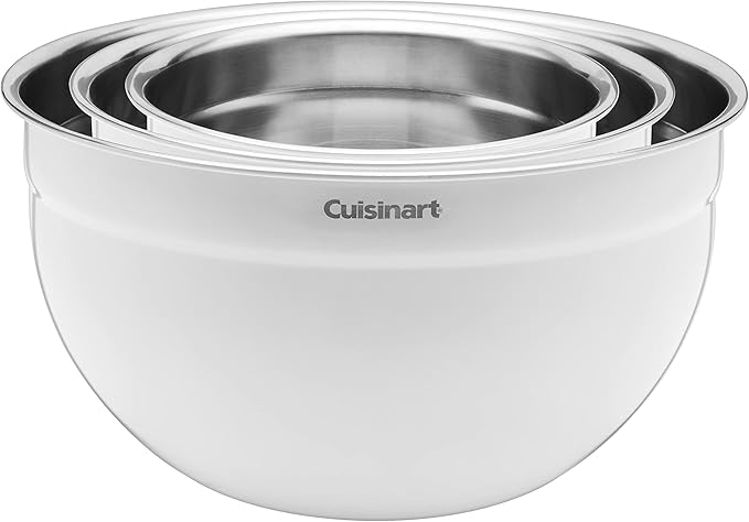 Cuisinart CTG-00-SMBW White Painted Stainless Steel Mixing Bowls with Lids, Set of 3 - Image 2