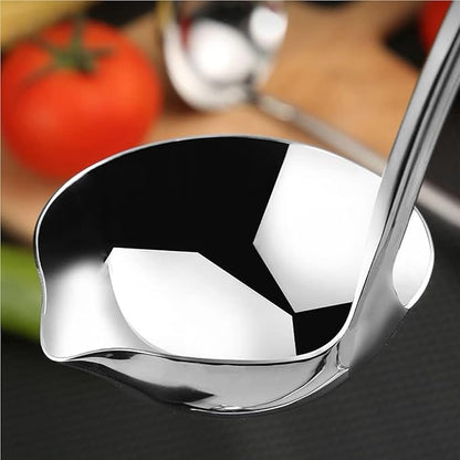 Soup Ladle 304 Stainless Steel Heavy Ladle with Pour Spout for Soups, Serving, Cooking, Stews and More 11.8 inch - Image 4