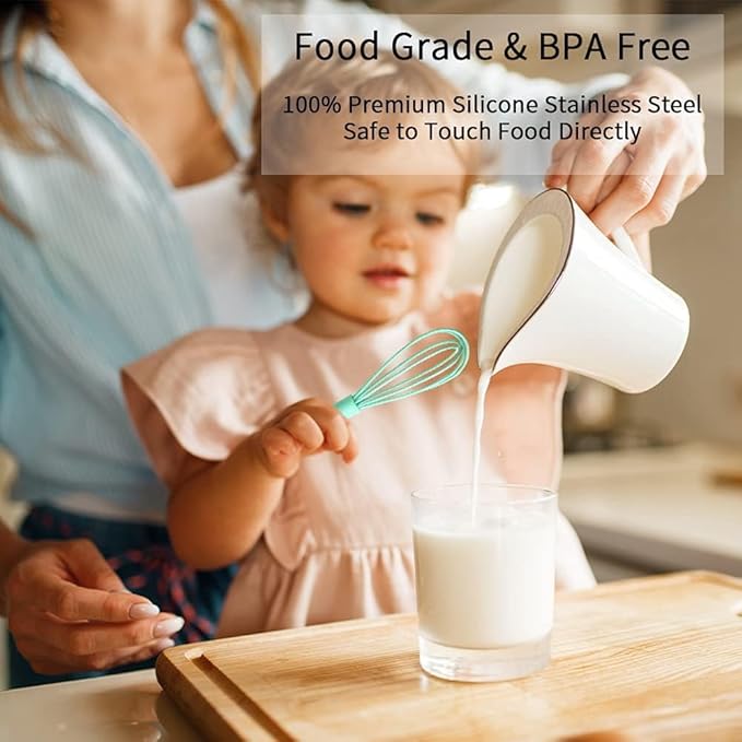 5 Pcs Silicone Mini Whisk - Stainless Steel Dough Whisk, Non Stick Hand Tiny Balloon Wire Whisk, Milk Egg Frother for Blending, Whisking, Beating, Stirring, Baking - Image 3