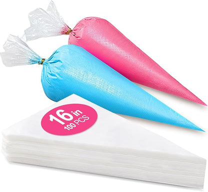 16 Inch Piping Bags Disposable, 100Pcs Large Pastry Bags, Frosting Bags, Cake Decorating Bags, Decorating Bags Large Piping Bags, Decorating Bags by Wddeevoi