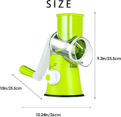 Ourokhome Rotary Cheese Grater Hand Crank, Kitchen Shredder Speed Mandolin Slicer Nut Grinder with Handle and Drum Blades for Cheese, Vegetable, Walnut, Chocolate, Potato, Carrot, 3 Blades, Green - Image 8
