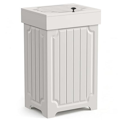Povrgive Wood Trash Can Cabinet, 13 Gallon Hidden Kitchen Garbage Can with Lid, Farmhouse Dog Proof Trash Can, Metal Ring Included, 16" L x 13" W x 26.5" H, White by POVRGIVE-GreatDecorForIdealHome