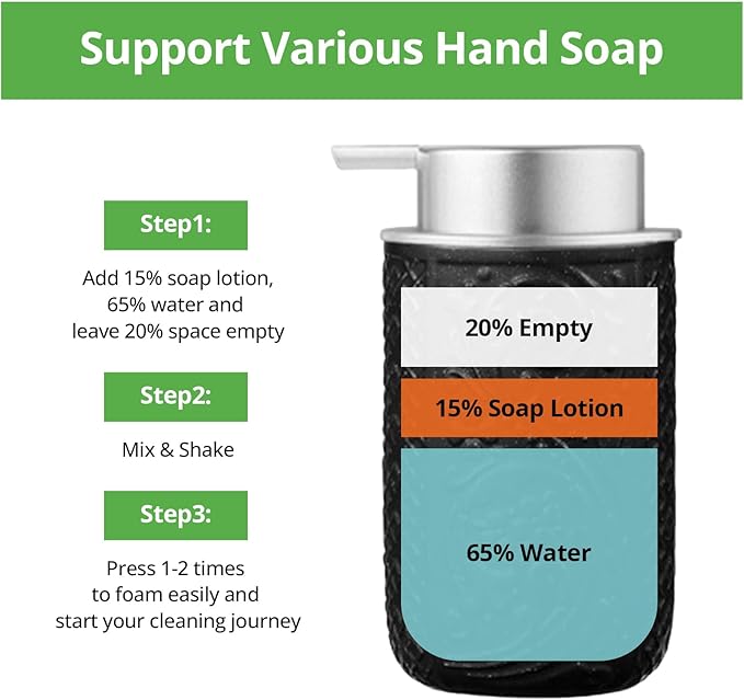 12OZ/350ML Ceramic Foaming Soap Dispenser Empty Hand Soap Dispenser Refillable Lotion Containers with Pump - Image 3