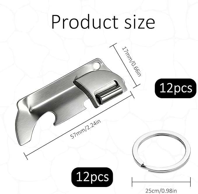 12 Pcs Military Can Opener,P38 Can Opener Military,Stainless Steel P38 Can Opener With Key Ring,For Kitchen, Travel, Camping, And Outdoor Survival.