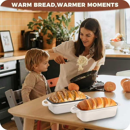 Cast Iron Bread Loaf Pan with Lid, Loaf Pans for Baking Bread 9x5, Enameled Bread Pans for Homemade Bread, Sourdough, Set of 2 (Cream White)