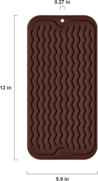 Silicone Dish Drying Mat, Non-Slip Easy Clean Sink Mat Large Heat-resistant Dish Drainer Mat for Kitchen Counter, Sink, Refrigerator or Drawer liner (12" x 6", COFFEE) - Image 3
