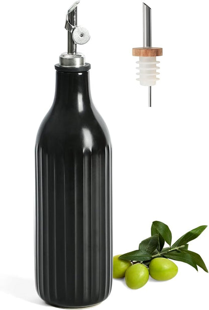 FE FUN ELEMENTS Olive Oil Dispenser Bottle, 19 oz Oil Dispenser for Kitchen and Vinegar Dispenser Bottle, Suitable for Vinegar, Coffee Syrups & Other Liquids, Black by IntoYourHouseOntoYourTable
