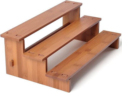 JinDoWin Cabinet Spice Organizer, Spice Organization for Cabinet, 3 Tier Spice Rack Organizer for Cabinet, Seasoning Organizer & Seasoning Rack, Kitchen Cabinet Organizer (1, Dark Bamboo) by JinDoWin