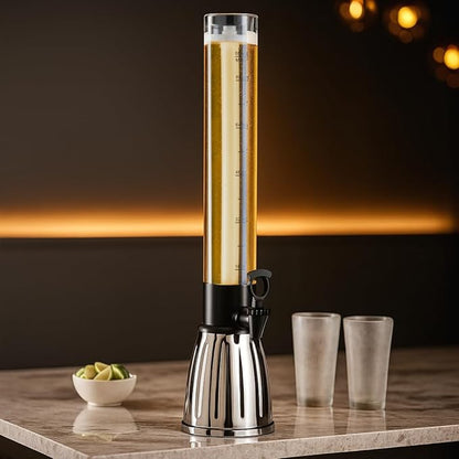 OGGI Beer Tower 88oz - Beverage Dispenser with Spigot & Ice Tube, Margarita Tower, Mimosa Tower, Perfect Drink Dispensers for Parties, Drink Tower, Holds 6 Pints of Beer – Stainless - Image 3
