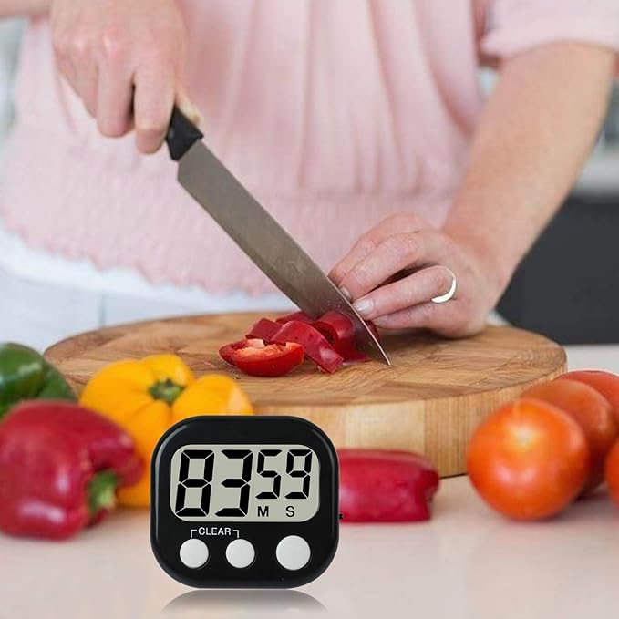 12 Pack Digital Kitchen Timer Large LCD Display Loud Alarm Strong Magnetic Stand, Minute Seconds Count Up Countdown and Simple Operation Timers for Cooking, Bathroom, Kids, Teacher, Classroom - Black - Image 5