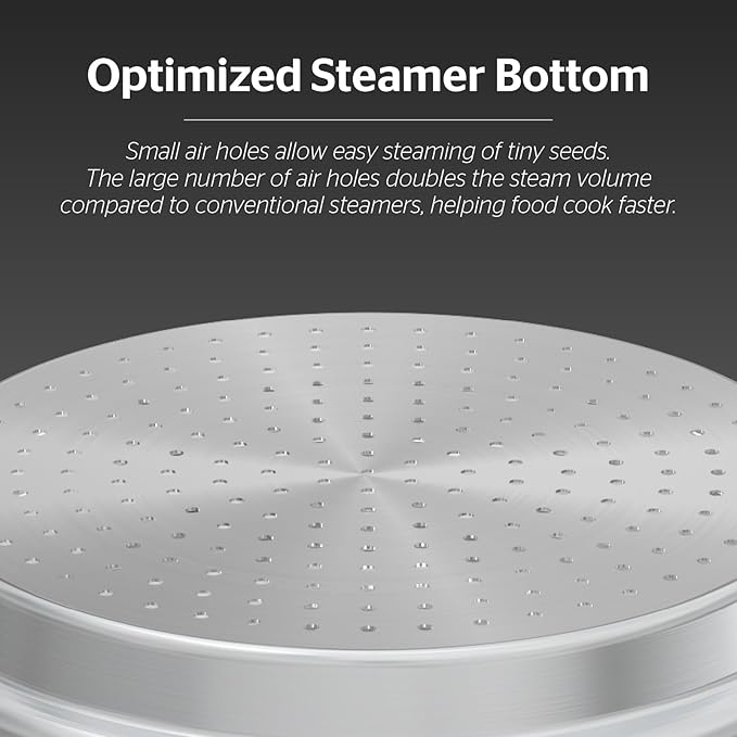 SUNHOUSE 5 Quart Stainless Steel Steamer Insert – Multi-Purpose Soup & Food Steamer with Stay-Cool Handles & Heavy-Duty Glass Lid – Fits Various Pot Sizes (8", 8.5", 9.5") - Image 6