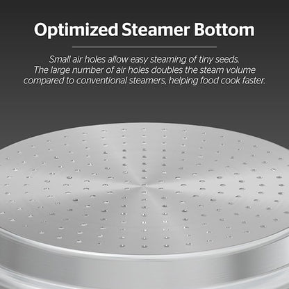 SUNHOUSE 5 Quart Stainless Steel Steamer Insert – Multi-Purpose Soup & Food Steamer with Stay-Cool Handles & Heavy-Duty Glass Lid – Fits Various Pot Sizes (8", 8.5", 9.5") - Image 6