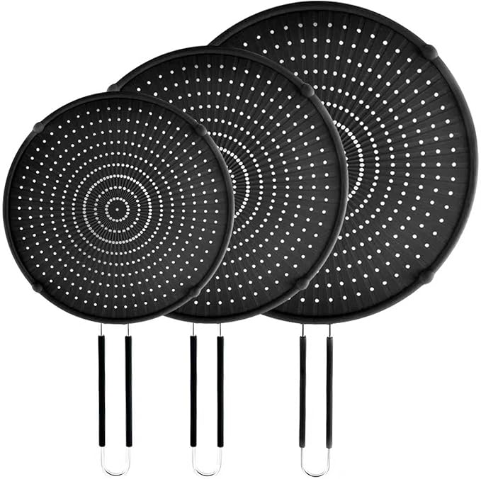 Splatter Screen for Frying Pan,Silicone Grease Splatter Guard, Heat-Resistant Splatter Guards for Cooking,Dishwasher Safe (9.8", 11.4", 13") by PLACHIDAY