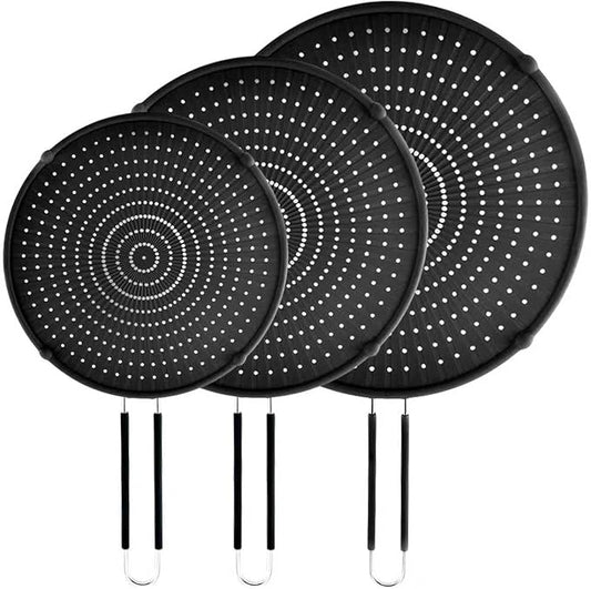 Splatter Screen for Frying Pan,Silicone Grease Splatter Guard, Heat-Resistant Splatter Guards for Cooking,Dishwasher Safe (9.8", 11.4", 13") by PLACHIDAY