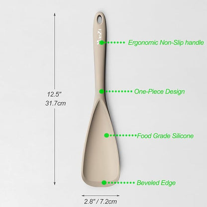 Silicone Spatula Spoon, Great for Both Cooking and Serving Durable BPA-Free Matte Black Silicone, Seamless Design, Safe for Nonstick Cooking Surfaces, 2-Pcs, Khaki - Image 2