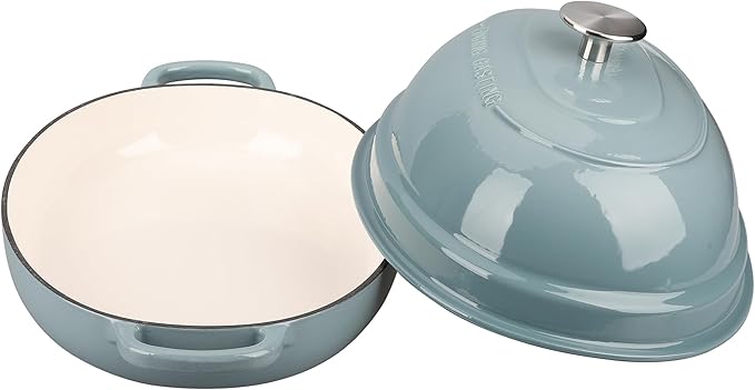 EDGING CASTING Enameled Oval Cast Iron Dutch Oven Pot with Lid, Bread Dutch Oven for Sourdough Bread Baking, Dutch Oven Bread, Bread Oven, 6QT, Seasalt - Image 5