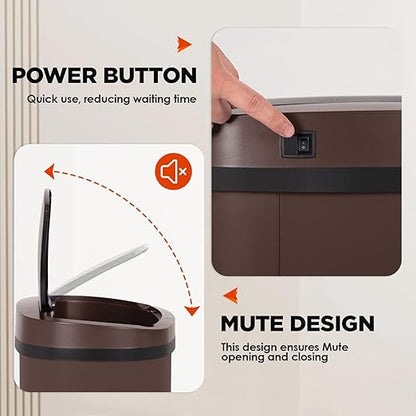 PayLessHere | 13 Gallon Stainless Steel Trash Can | Brown | Automatic Touchless Lid with Motion Sensor | Kitchen Garbage Can with Waterproof Design | for Home, Office, Bathroom | Pack of 1 - Image 5
