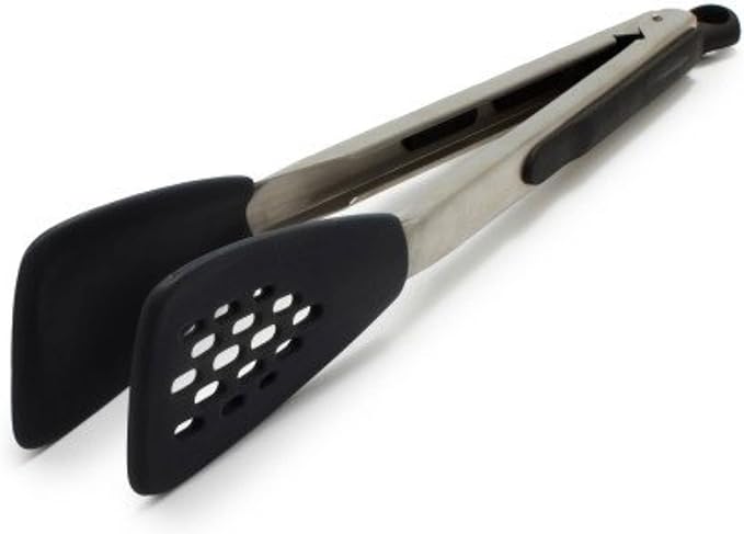 OXO Good Grips Large Silicone Flexible Turner, Stainless Steel & Good Grips Silicone Flexible Tongs Stainless,Black, - Image 2