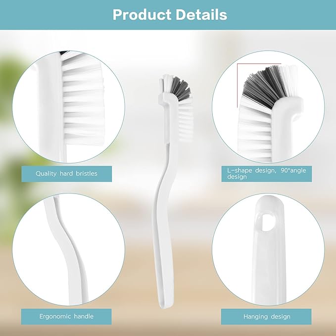 8 Pcs Dish Brush Bottle Bathroom Scrub Brushes Kitchen Cleaning Brush Right Angle Kitchen Brush Sink Household Pot Pan Edge Corners Tile Lines Brush with Stiff Bristles - Image 6