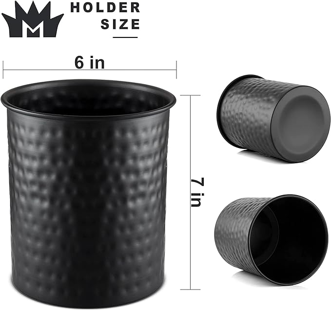 Monarch Abode Kitchen Utensil Holder – Hand Hammered Metal Black Utensil Holder, Decorative Utensil Crock for Kitchen Counter, Cooking Tool and Spatula Holder for Countertop, Caddy Organizer - Image 8