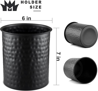 Monarch Abode Kitchen Utensil Holder – Hand Hammered Metal Black Utensil Holder, Decorative Utensil Crock for Kitchen Counter, Cooking Tool and Spatula Holder for Countertop, Caddy Organizer - Image 8