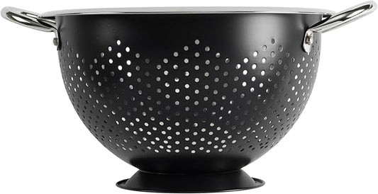 GoodCook Gourmet Colander, 5qt capacity, Stainless Steel with Handles and Elevated Pedestal Foot, Bold Black by GoodCook