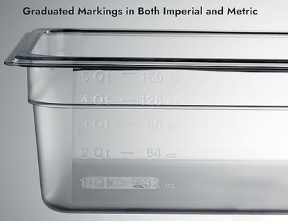 CURTA 6-Pack 1/2 Size 4" Deep NSF Polycarbonate Food Pans | Dishwasher & Freezer Safe Clear Container for Prep Tables, Buffet, Salad Bar, Commercial & Home Kitchen