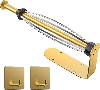 Paper Towel Holder Under Cabinet with 2 Hooks, Paper Towel Holder Wall Mount with Damping Effect, Self-Adhesive or Drilled Paper Roll Holders for Kitchen, Bathroom, RV(Gold) by HelpYouSaveMoreSpace